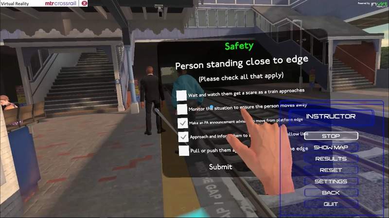 MTR Crossrail’s VR platform allows trainee staff to walk around and interact with objects using movements and arm gestures. Credit: MTR Crossrail. (Courtesy railway-technology.com)